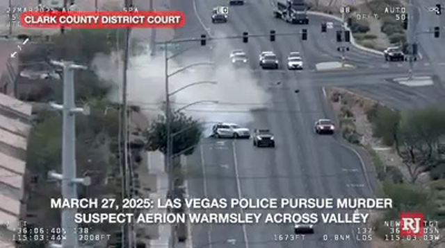 Las Vegas Review Journal News | Video: Las Vegas Police pursue murder suspect Aerion Wamsley across valley